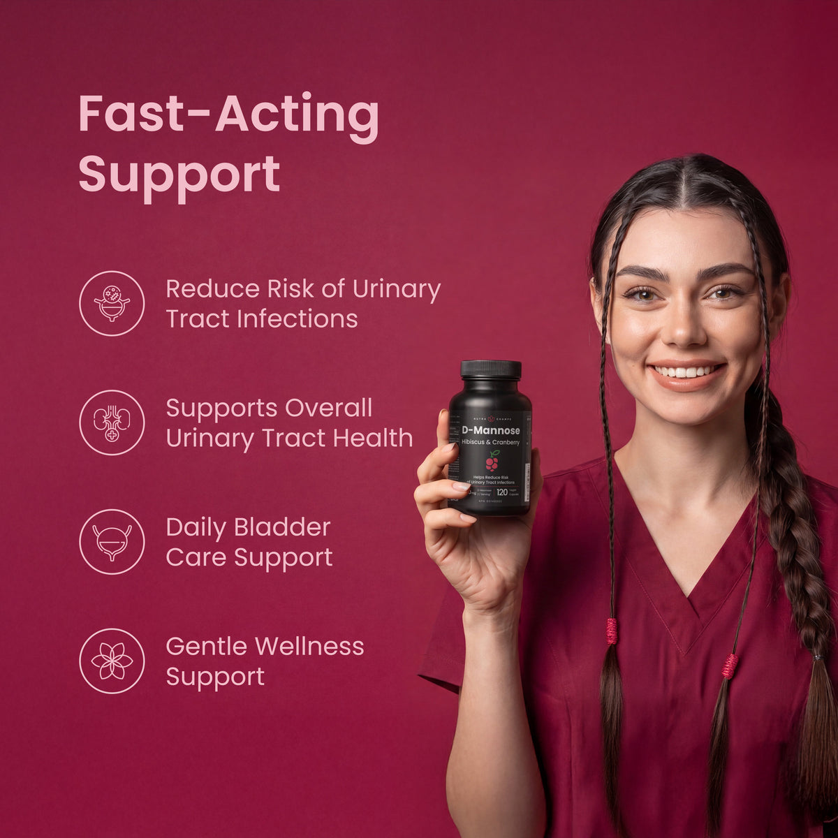 D-Mannose, Hibiscus + Cranberry Capsules